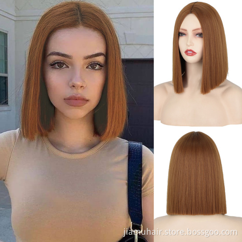 Short Straight Purple Wig Synthetic Wigs for Women Halloween Party Use Pink Yellow Blue Natura Hairline Hair